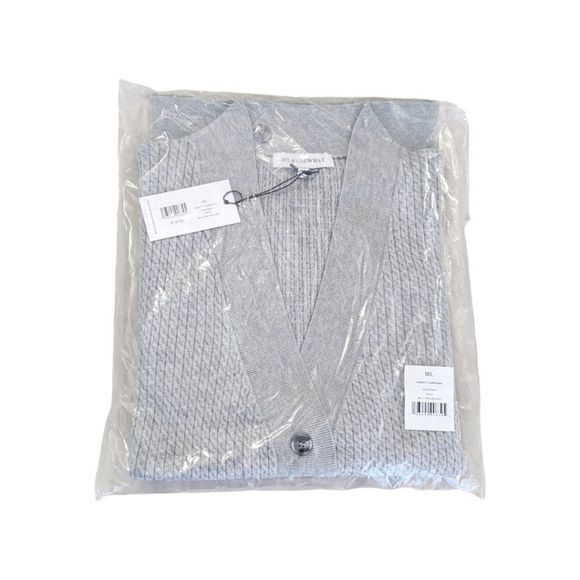 WeWoreWhat Varsity Schoolgirl V-neck Cable Cardigan Sz M/L NWT Heather‎ Gray - Picture 10 of 15